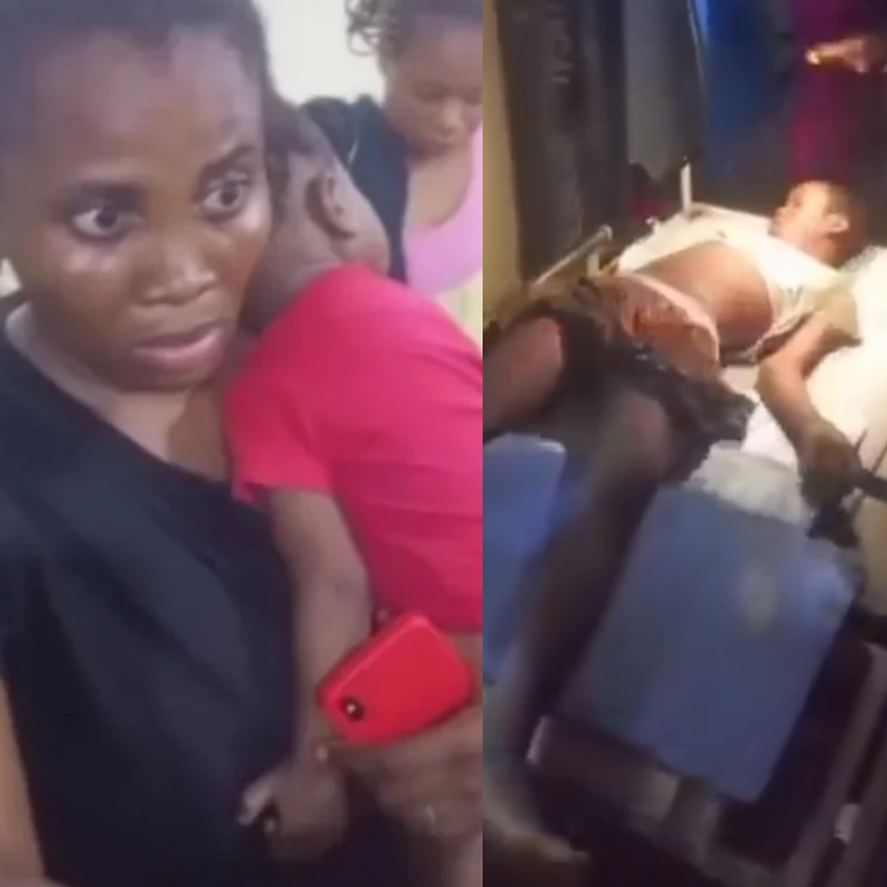 Left, the unnamed woman with her kid. Right, the body of the maid