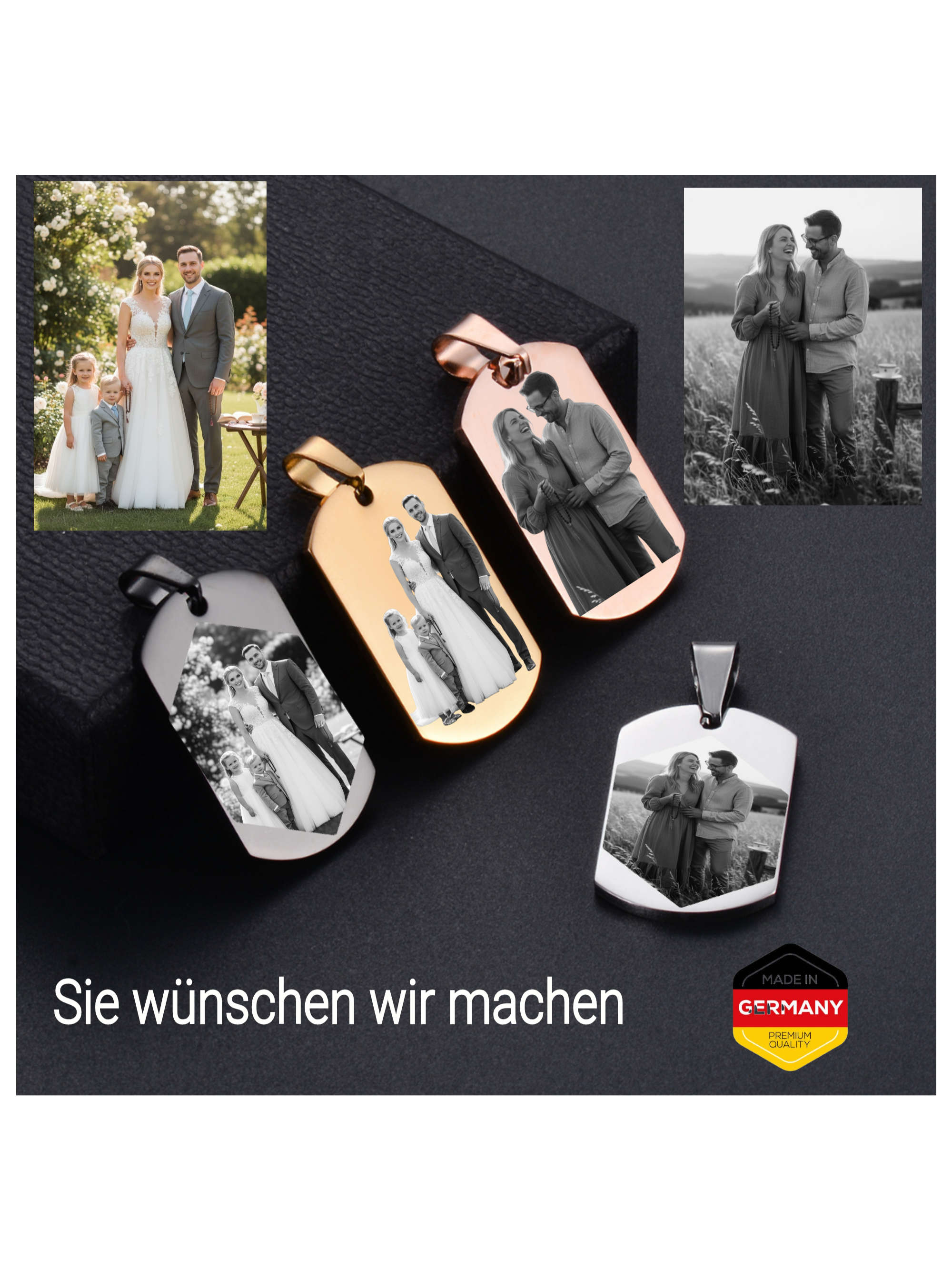 Anhänger Edekstahl mit Foto oder schrieftzug