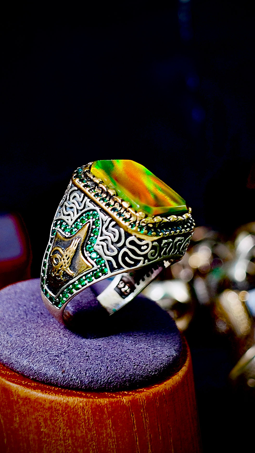 Miniature : 925 Silber Opal Ring synthetisch