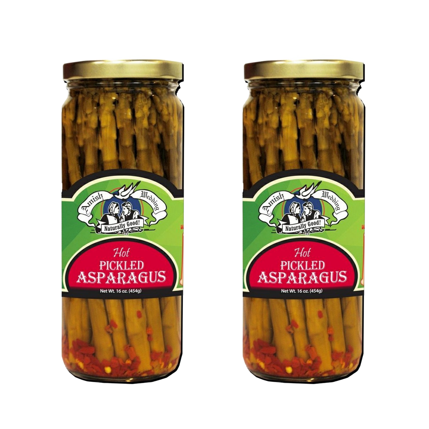 Amish Wedding Pickled Asparagus - Hot - Two 16 oz Jars