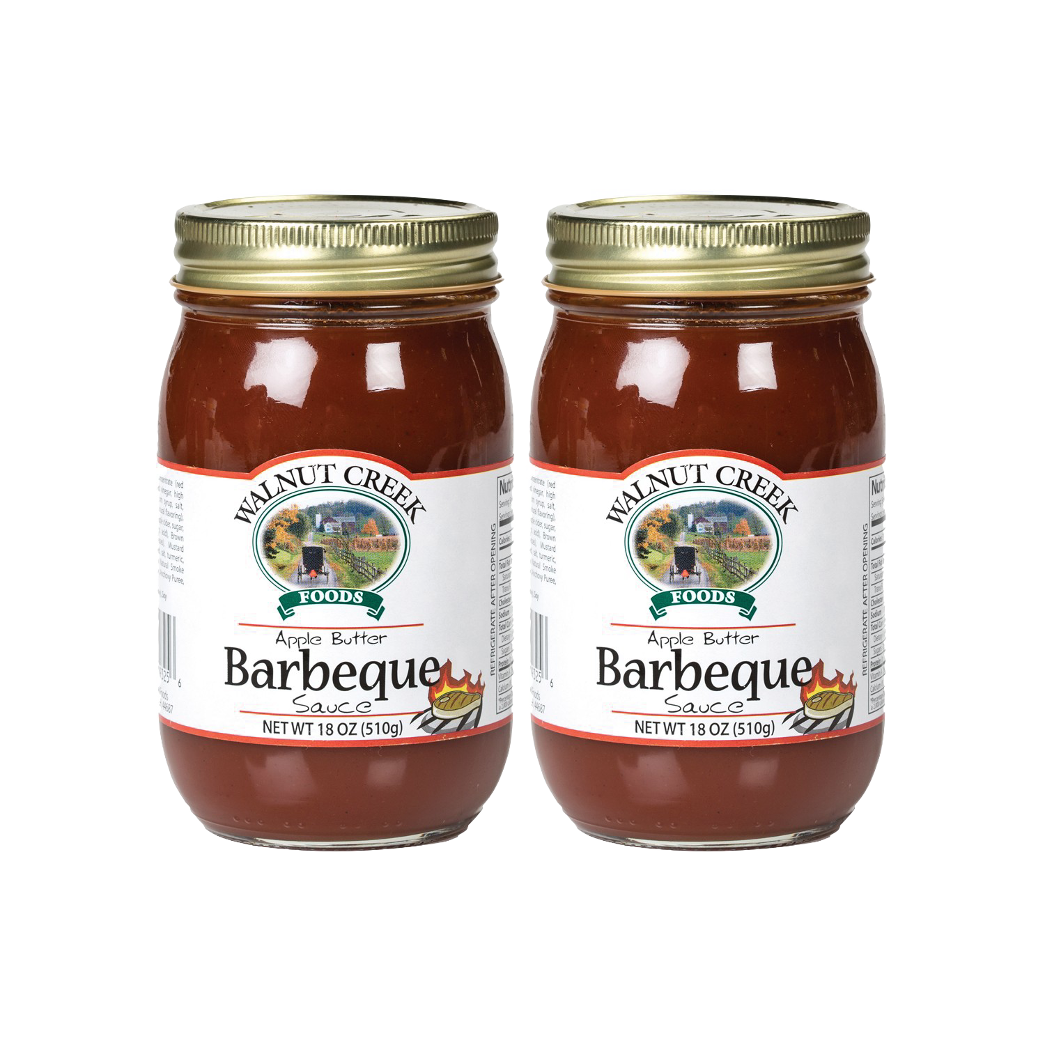 Walnut Creek Apple Butter BBQ Sauce - Original - Two 18 oz Jars
