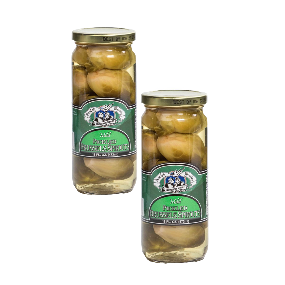 Amish Wedding Pickled Brussels Sprouts - Mild - Two 16 fl oz Jars