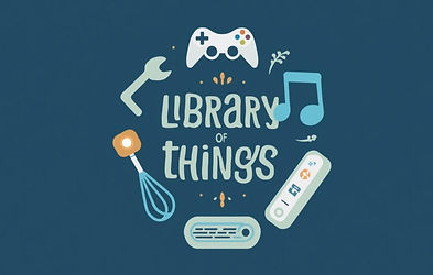 Logo for a public library's Library of Things, from which people can borrow tools, games,