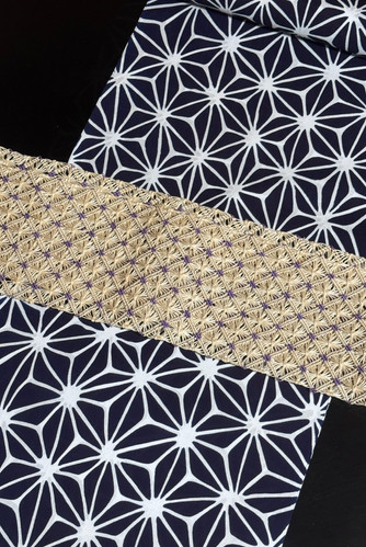 半幅帯 誉田屋源兵衛 芭蕉通風段文 紫ドット | Chitawa