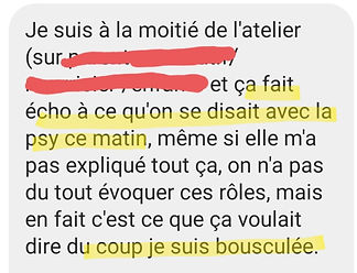 retour sur mon atelier car ça fait écho avec une séance avec la psy