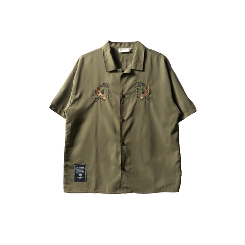 KOI OPEN COLLAR EMB. SHIRT - FFSH34 | FAIRFAX