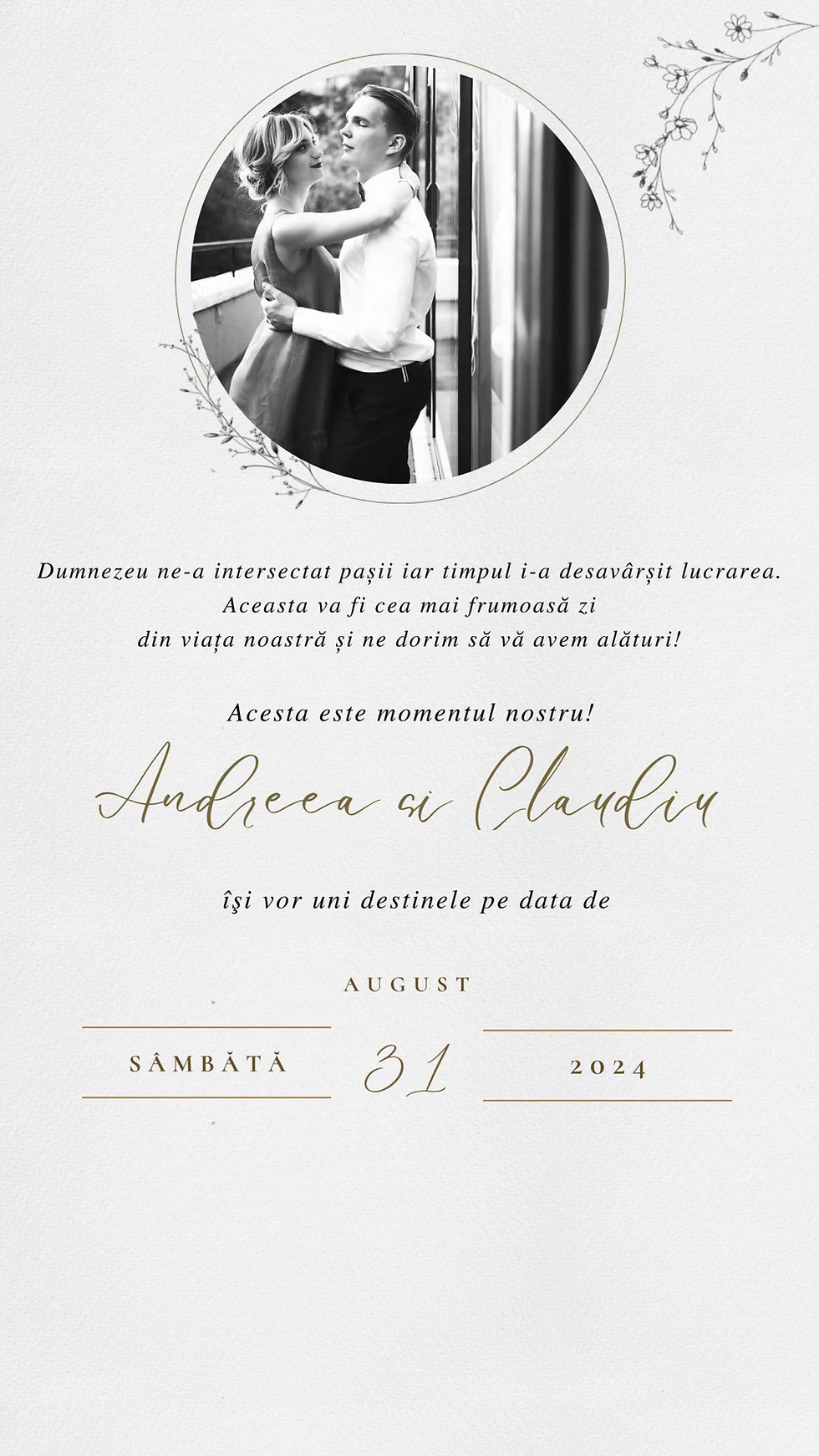 Video Invitatie Digitala Nunta Minimalista Negru si Alb