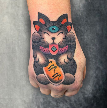 lucky cat tattoo