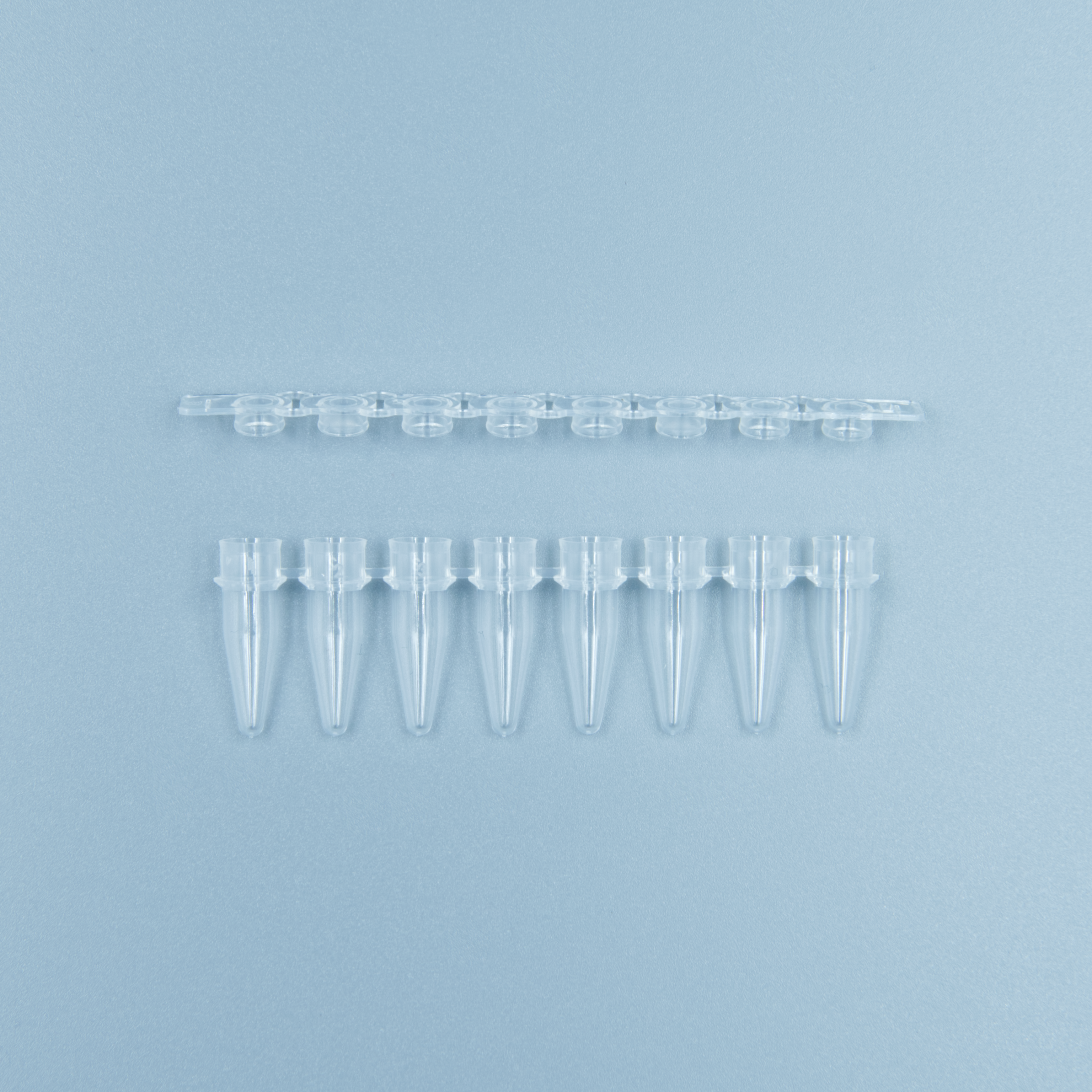 0.2mL PCR 8-Tube Strip w/ Separate Flat 8-Cap - 125 strips and caps/box