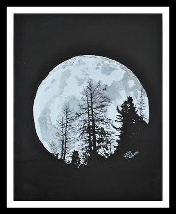 Forest with large moon backdrop