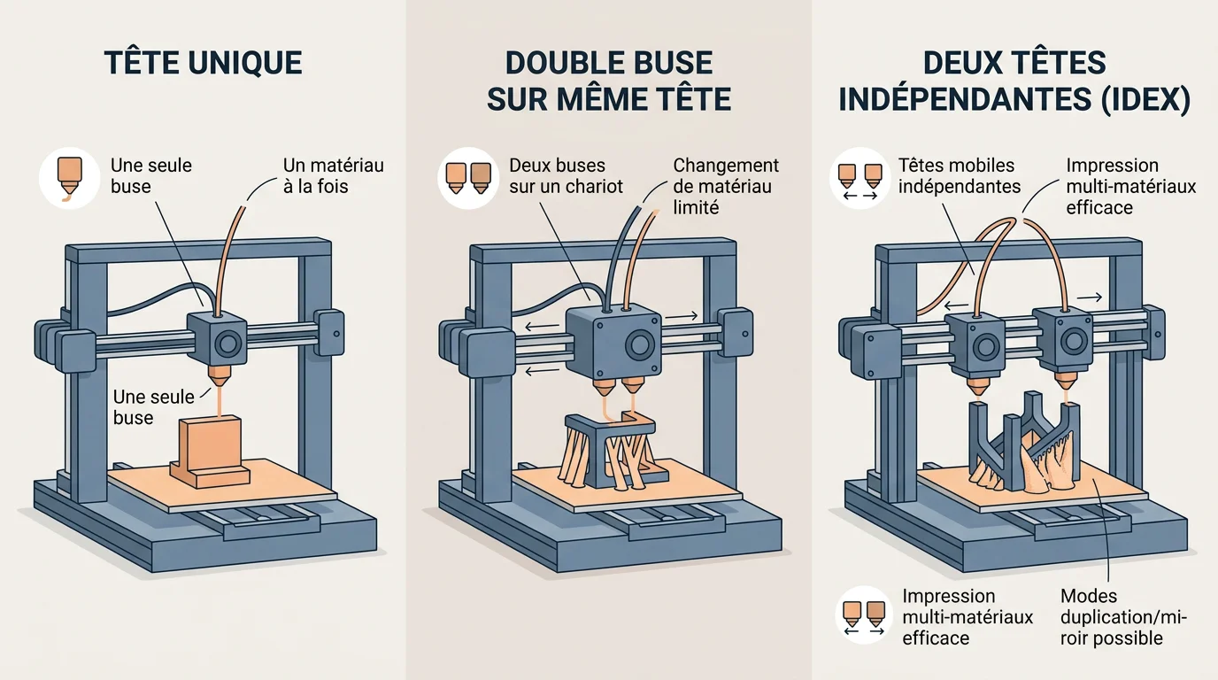 Imprimante 3D à double tête : le guide complet en 2026