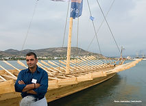 The naval architect Nikos Reppos next to his creation (Argo)