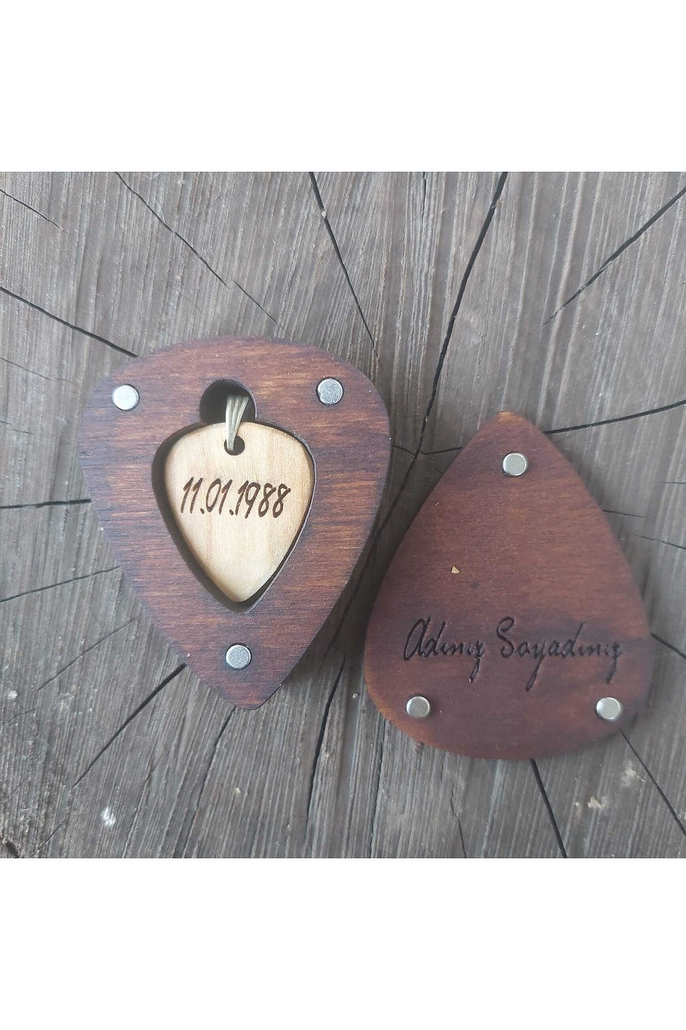 Küçük resim: Kisiye Özel Tarihli Pena Kolye Ahşap Kutu Hediyeli - 4