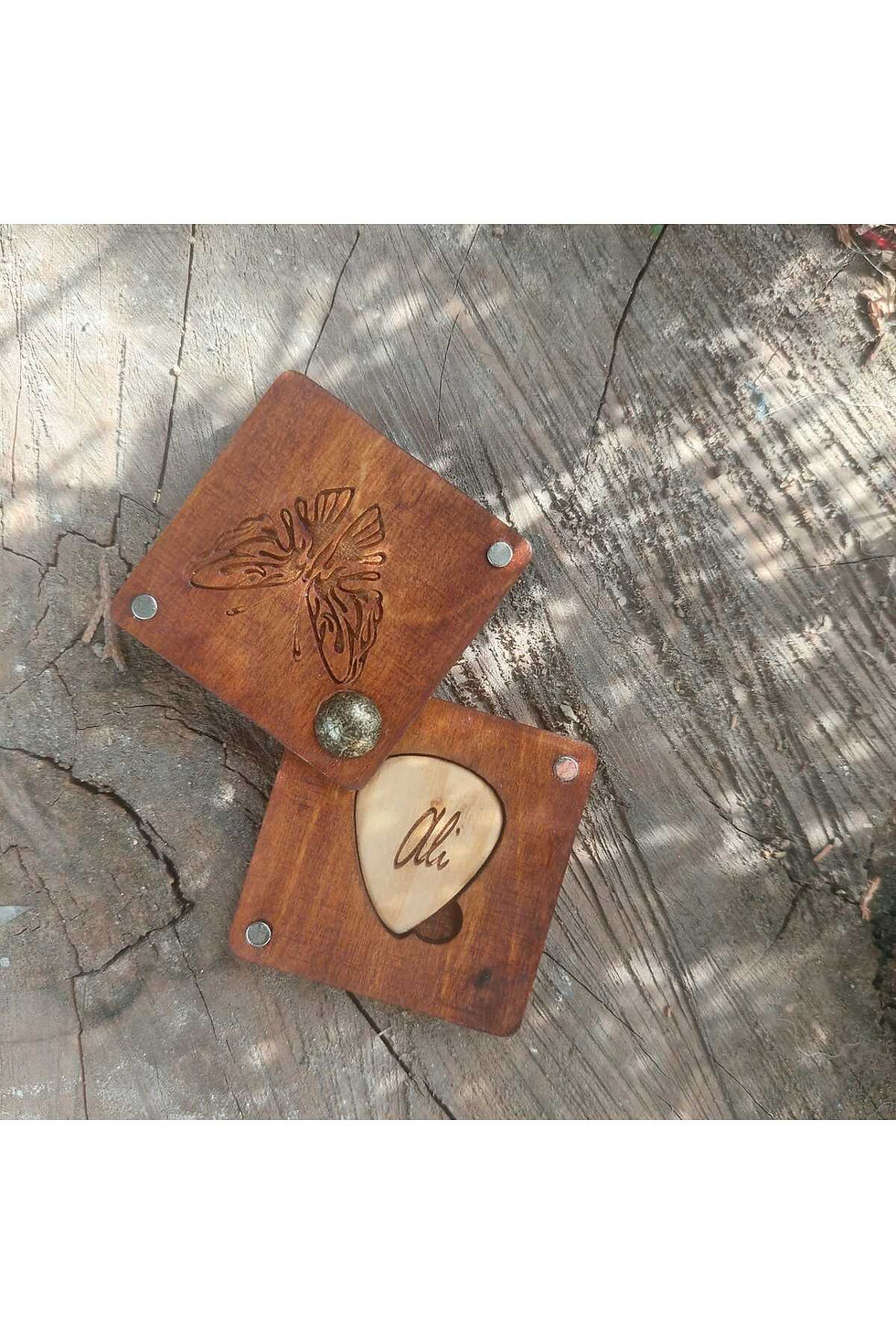 Küçük resim: Kişiye Özel Ahşap Kelebek Desen Pena Kutusu 1 Pena Hediye - 6