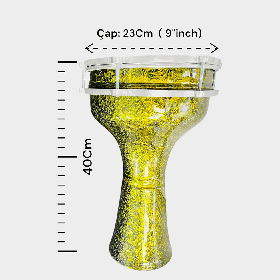 Türk Tarzı Darbuka No5 Sarı Kırçıllı Desen Fırın Boya 23Cm Çap