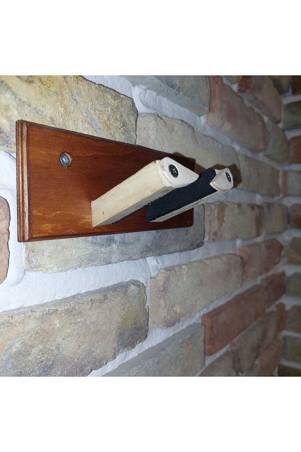 Thumbnail: Ahşap Bağlama Saz Duvar Askısı Standı Ceviz Rengi - 3