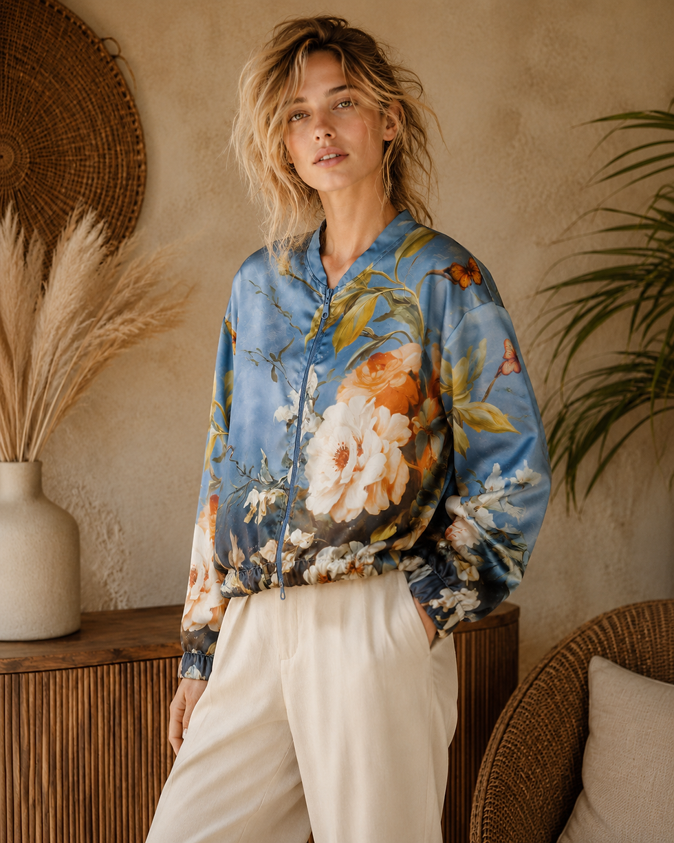 Miniatura: Chaqueta Bomber Razo, diseño flores 