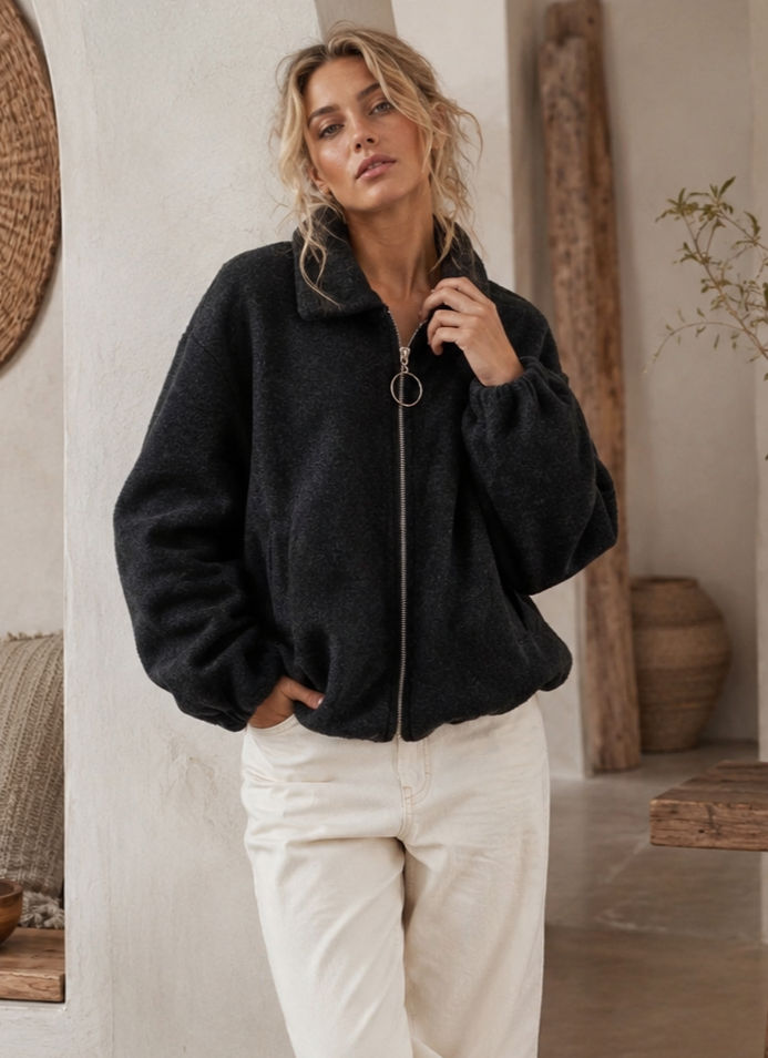 Miniatura: Chaqueta corta de lana  forrada 