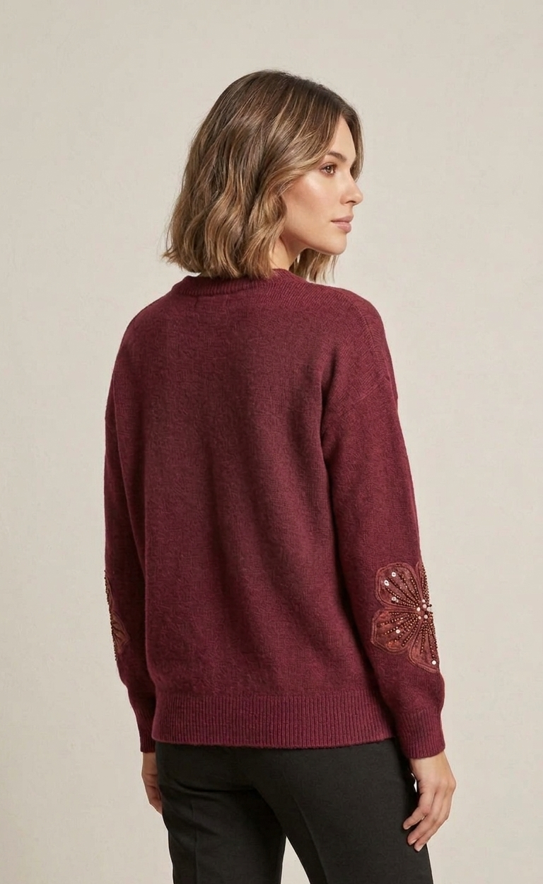 Miniatura: Sweater lana  aplicación flor 