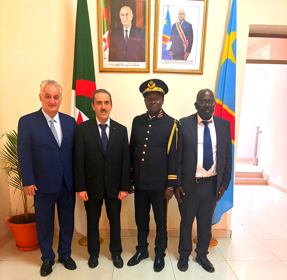 Photo officielle de la rencontre entre le Secrétaire Permanent de la CONADESI et Son Excellence l’Ambassadeur d’Algérie à Kinshasa, République Démocratique du Congo.