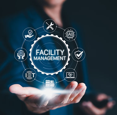 Facility Management Digital Transformation Concept Business professional presents futurist