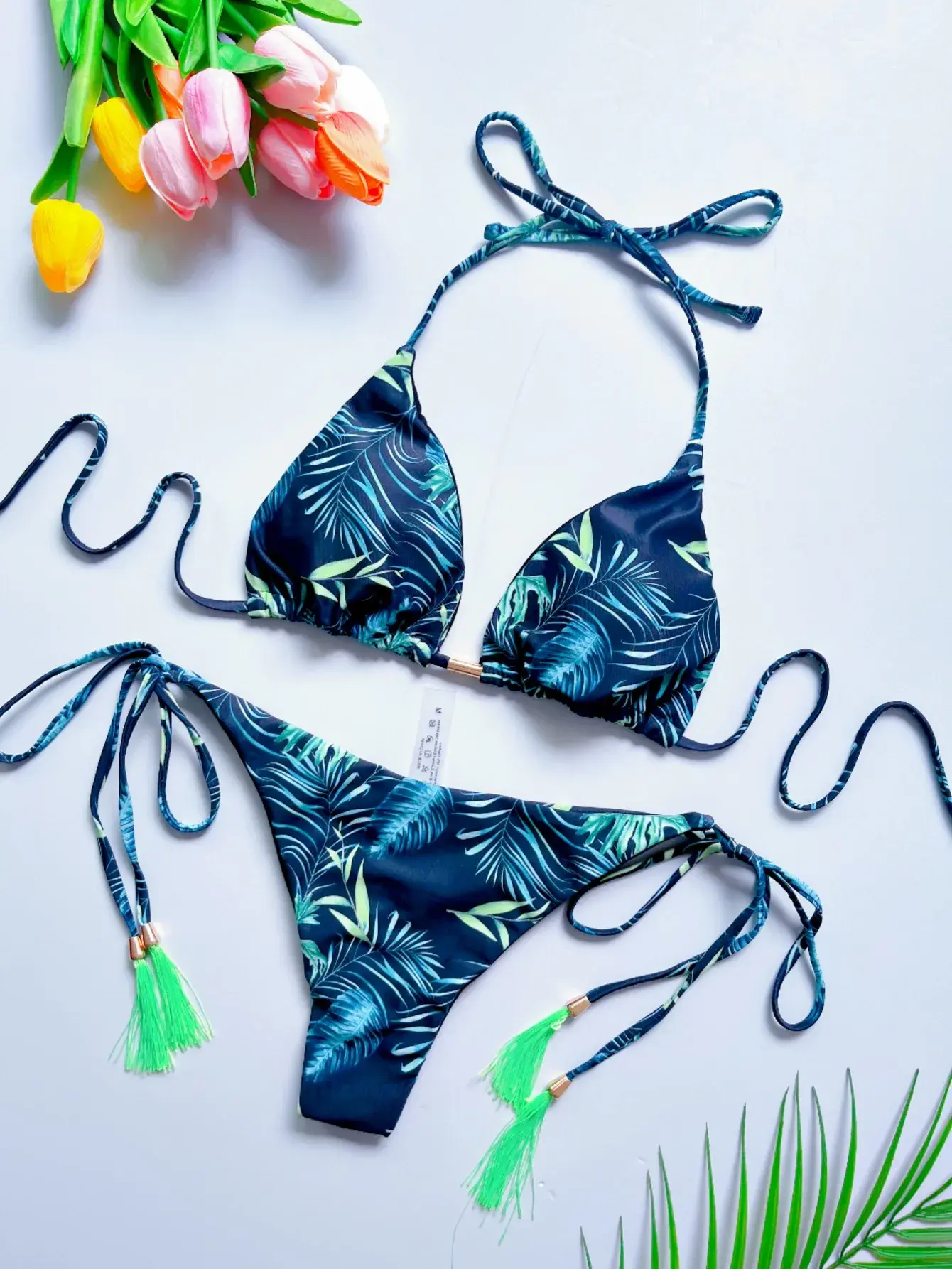 Sexy Print Bandage Bikini Set Two-Piece Triangle Swimwear