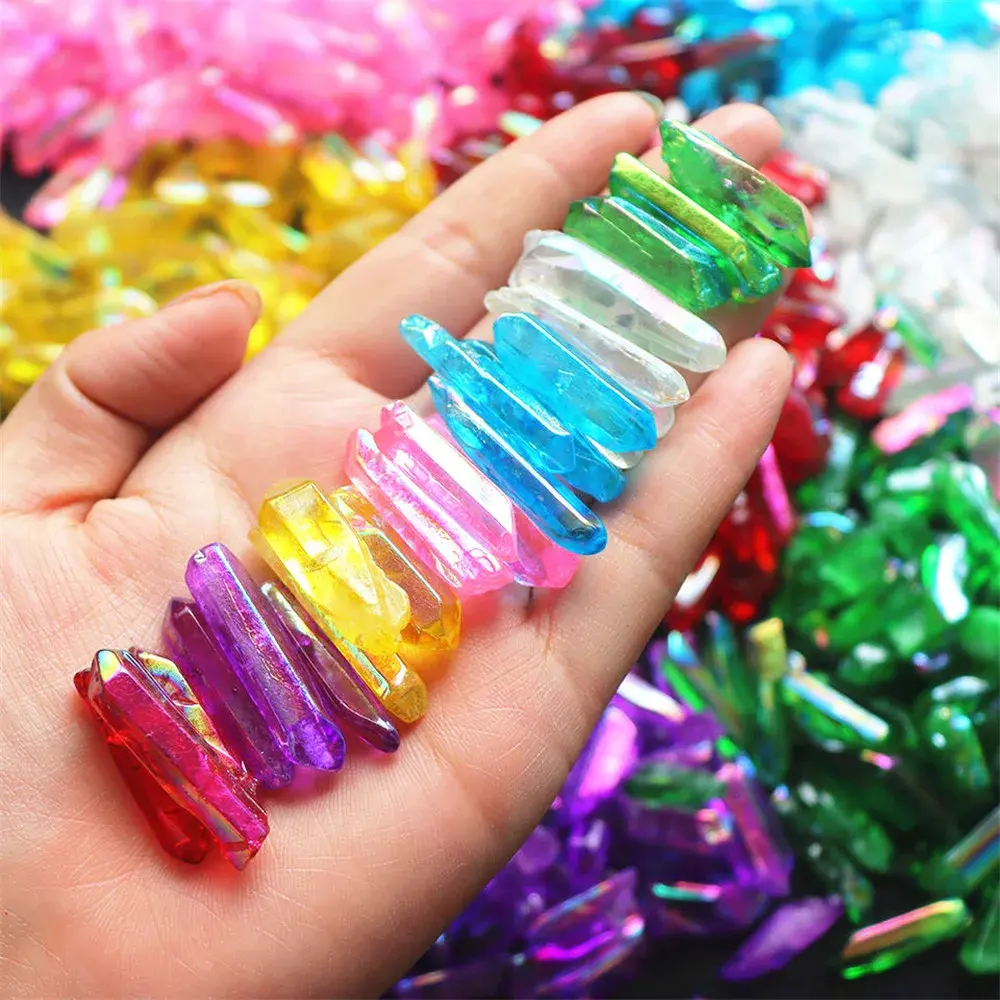 Divine Bulk Natural Aura Crystals Raw Point Rainbow Clear Quartz Healing Stones