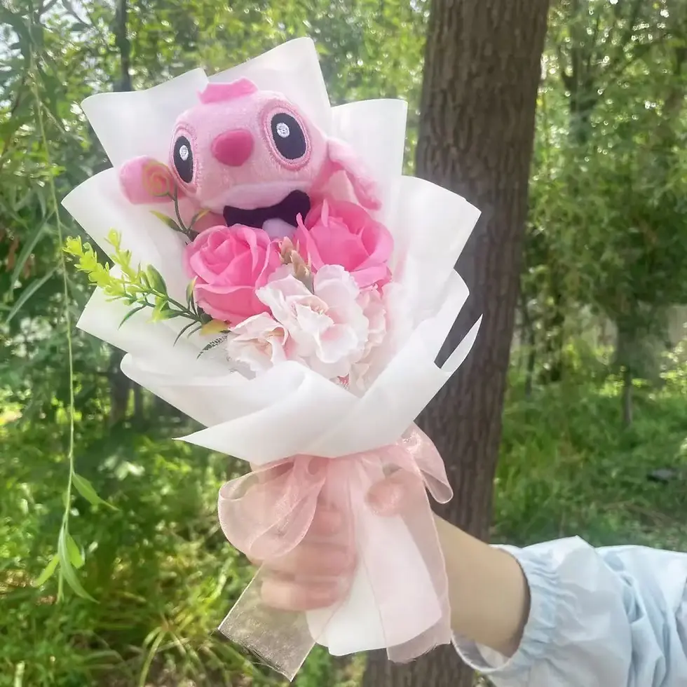 Thumbnail: Catoon Stich Plush Doll Toy Flowers Creative Handmade Bouquet Valentine Gift