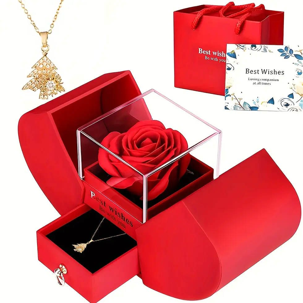 Thumbnail: Eternal Rose Double Door Jewelry Box With Heart Shaped Necklace Gift Valentine