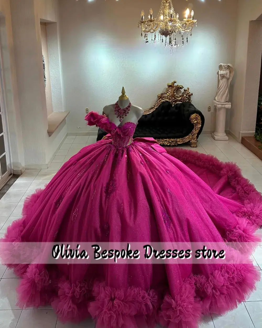 One Shoulder Applique Quinceanera Ball Party Dress With Bow Mexican Customized