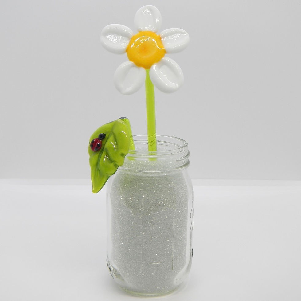 Handmade Lampwork Glass Flower Daisy