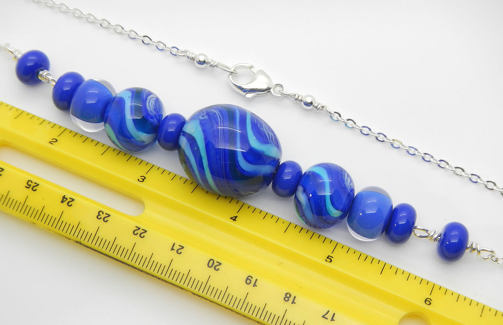 Thumbnail: blue glass necklace one of a kind handmade lampwork
