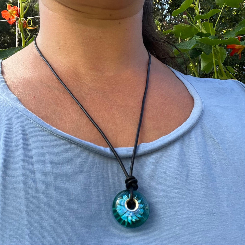 Necklace | Implosion Disc Pendant | Blues, Greens & Periwinkle | Limited Edition
