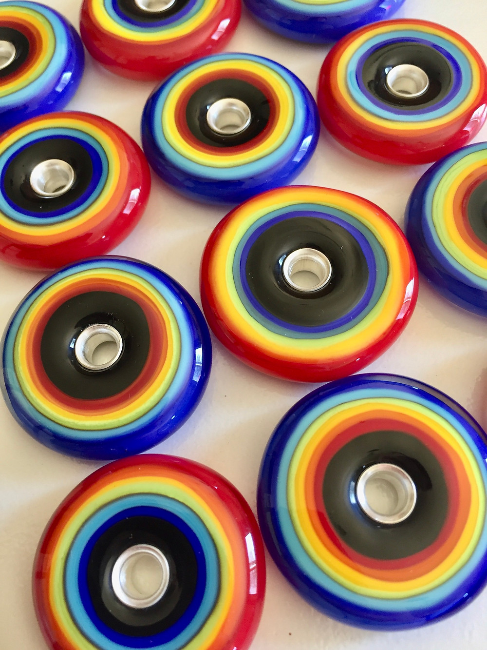 lampwork glass rainbow circle beads