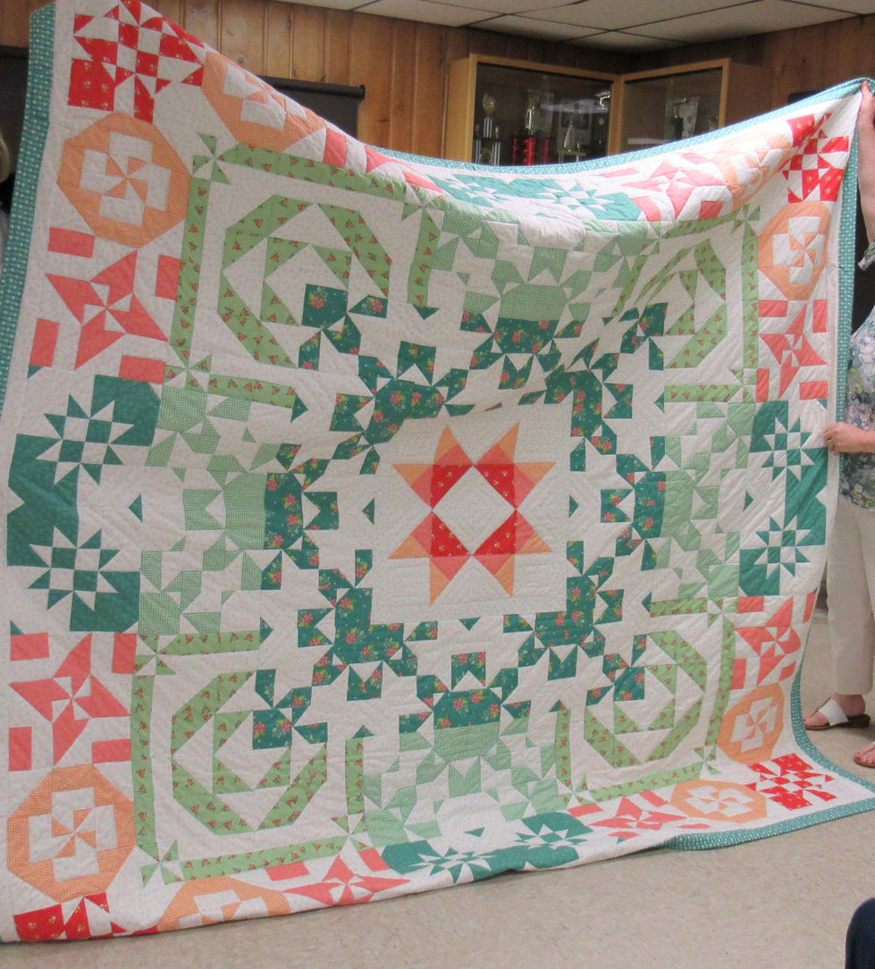 2026 May SNT Barb M  Coral-Green Quilt