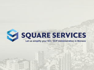 square services logo on black and white image of monaco cityscape