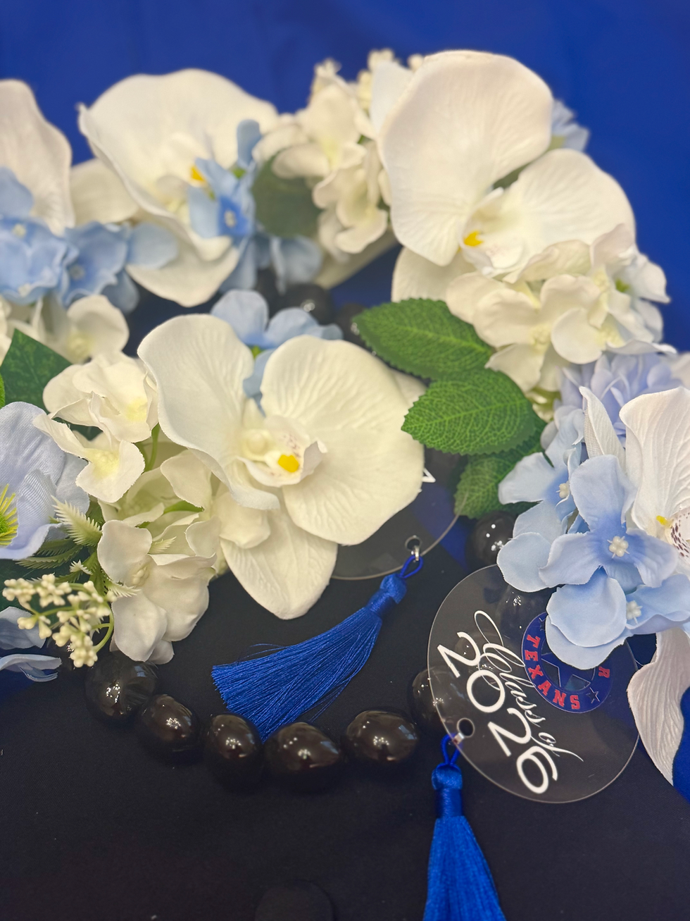 Thumbnail: Custom Graduation Lei - Blue & White