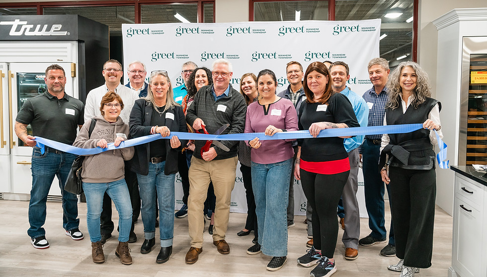 Launch party ribbon cutting happy people manheim township