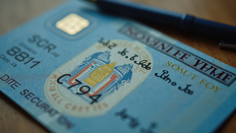 High angle view of New York State security license card