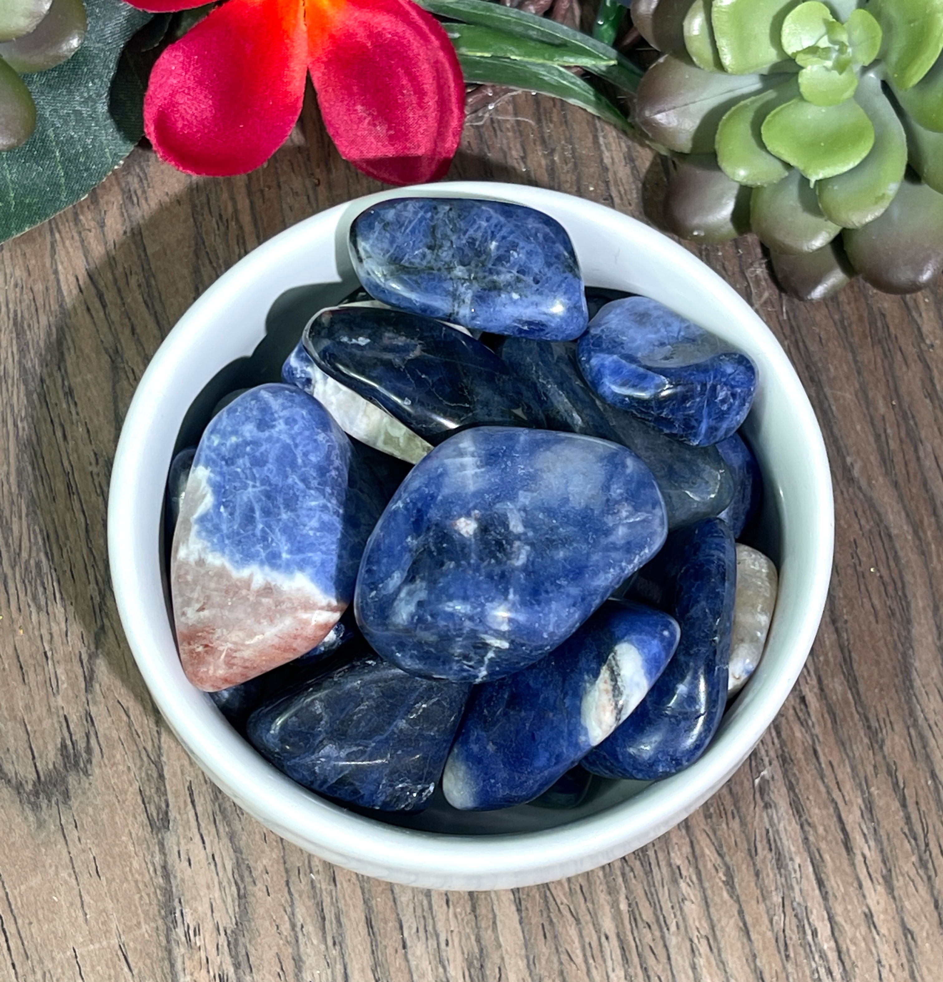 Sodalite Tumbled Stone in white bowl