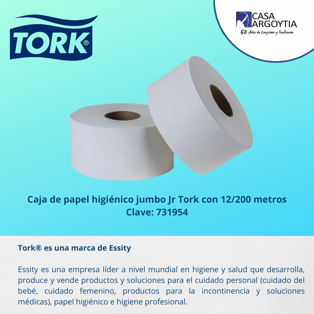 Caja de papel higiénico jumbo Jr Tork con 12/200 metros
