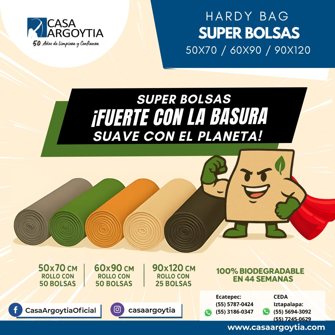 Rollo de Super Bolsa Biodegradable 90X120 CM / Rollo con 25 piezas