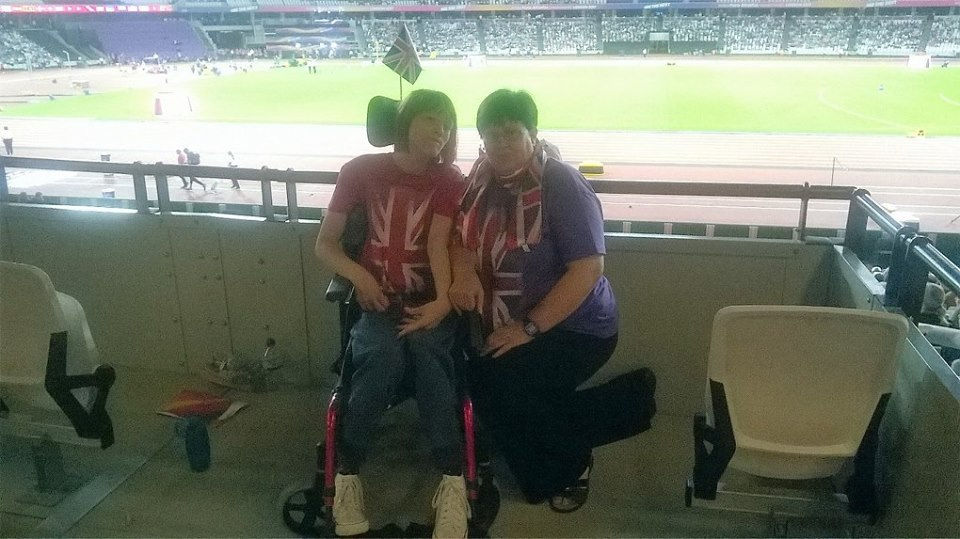 Ailsa and her mum sat infront of the action