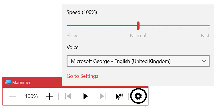 Speech settings in the magnifier app