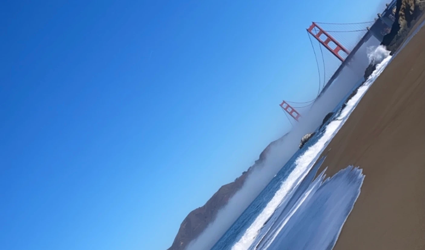 The view of the Golden Gate Bridge from Baker Beach
