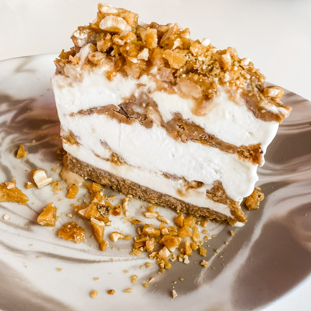 The ice cream cake at Maya Beach Bistro