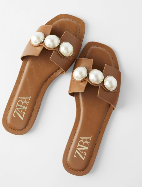 Zara sandals with giant pearl detail