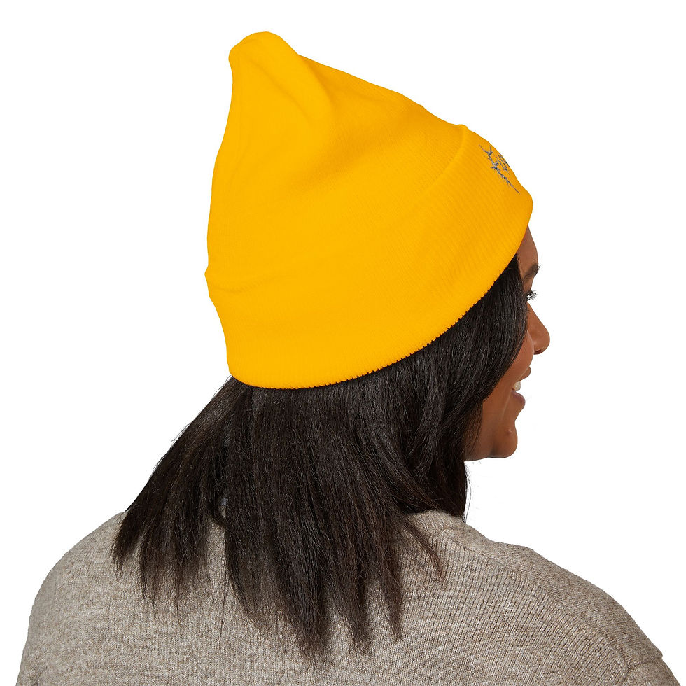 Thumbnail: Embroidered Cuffed Beanie — Delicate Floral "F**k Me" Script