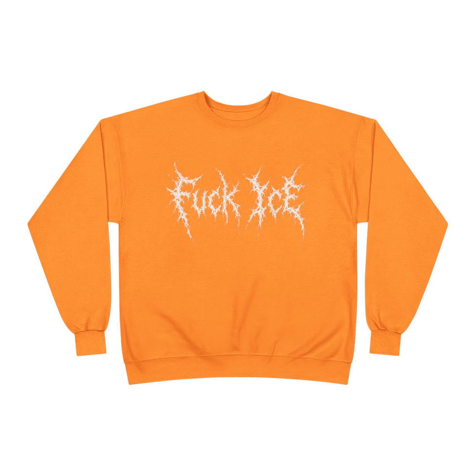 Thumbnail: Graphic Crewneck Sweatshirt — Subtle White 'F*ck Ice' Gothic Script