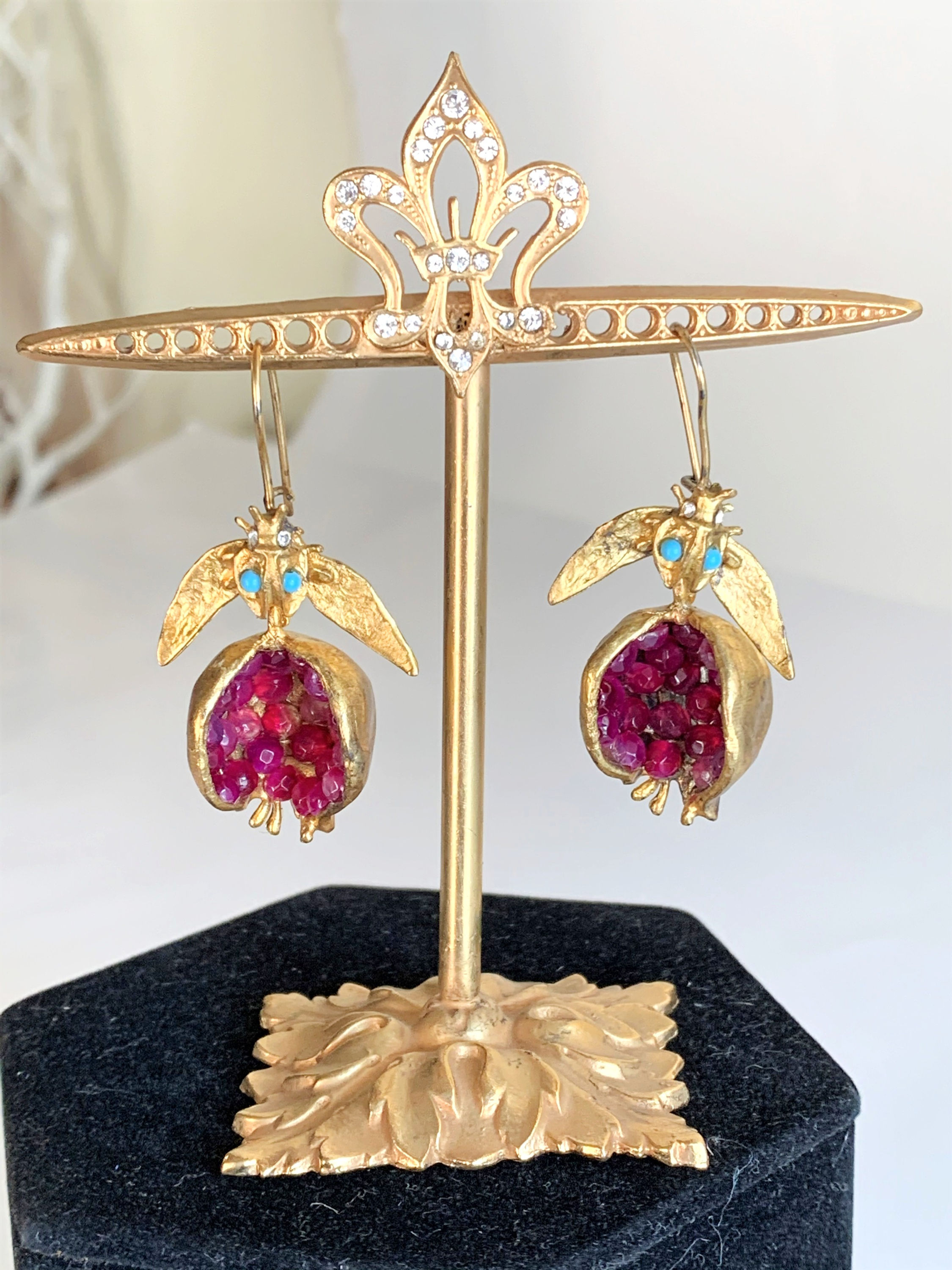 Gold Pomegranate Earrings